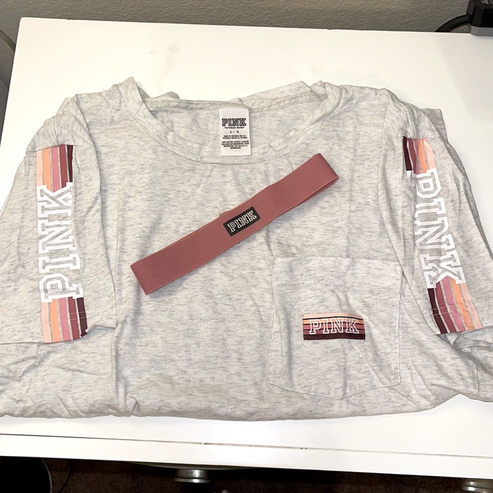 VS PINK TEE AND HEADBAND